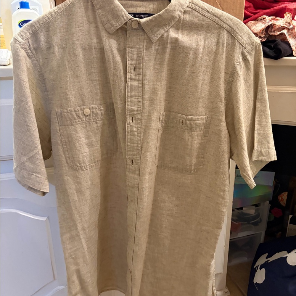 Daniel Cremieux Men's Beige Casual Button Down Shirt